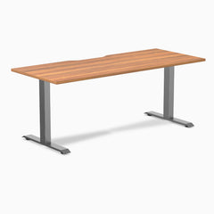 Desky Zero Scalloped Laminate Office Desk, Prime Oak desktop, Space Grey frame