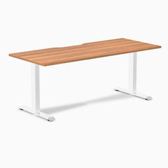 Desky Zero Scalloped Laminate Office Desk, Prime Oak desktop, White frame
