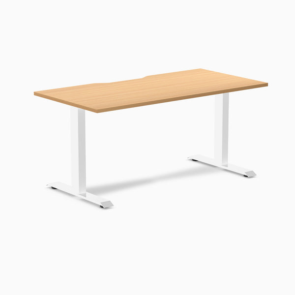 Zero scalloped fixed office desk select beech - Desky