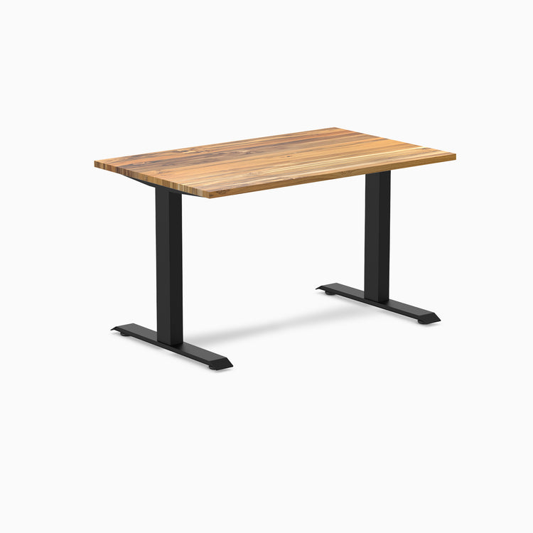 Fixed hardwood desk - Teak - black 48"