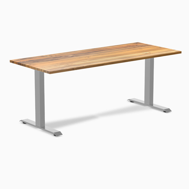 Fixed hardwood desk - Teak - grey 72"