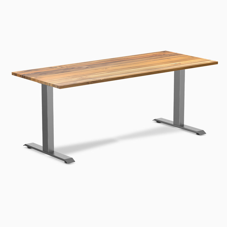 Fixed hardwood desk - Teak - space grey 72"