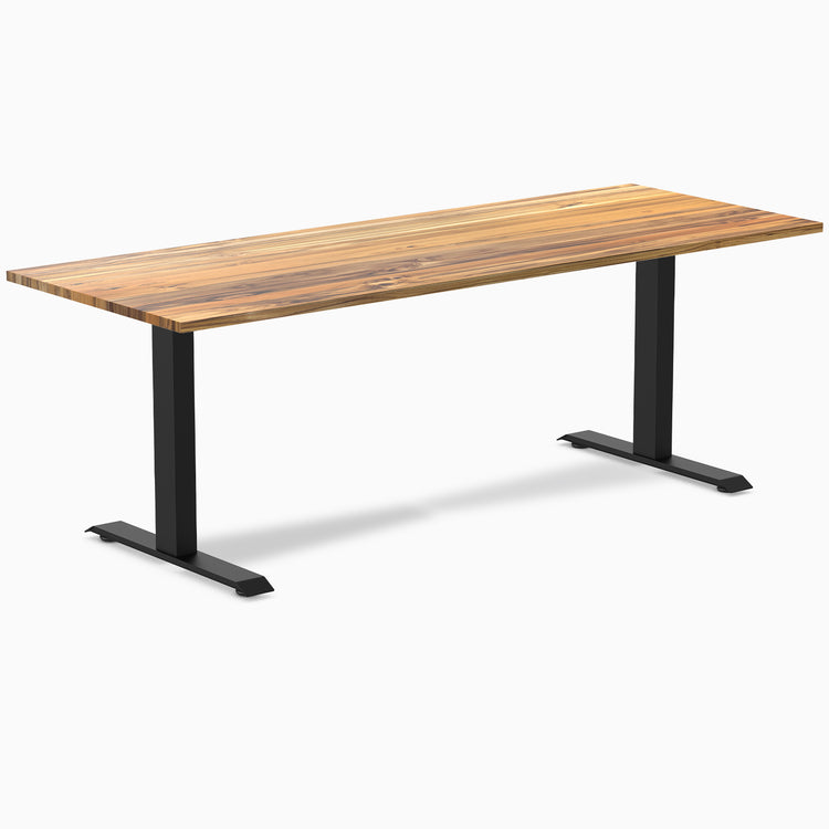 Fixed hardwood desk - Teak - black 80"