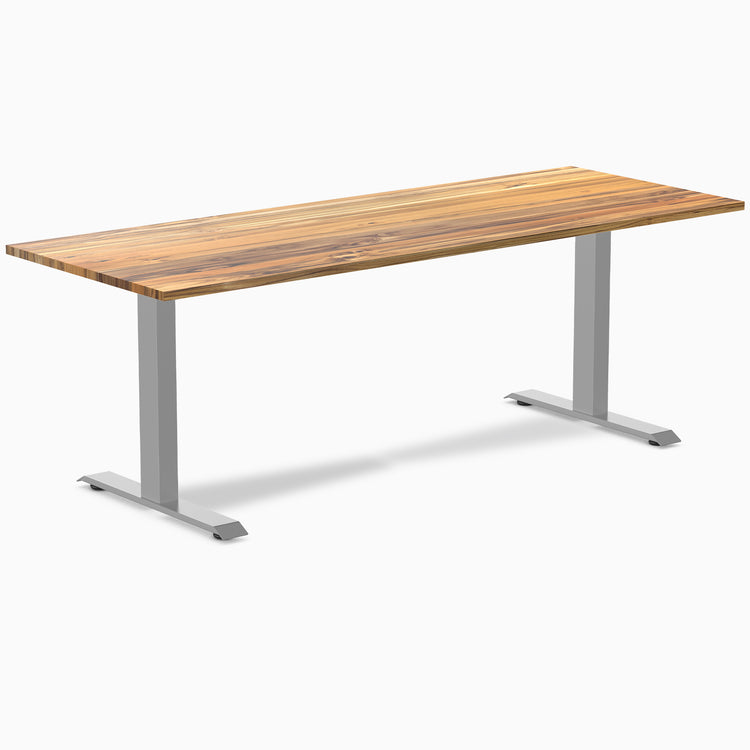 Fixed hardwood desk - Teak - grey 80"