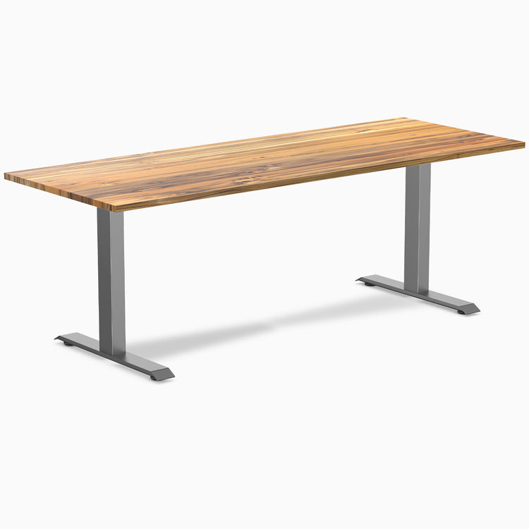 Fixed hardwood desk - Teak - space grey 80"