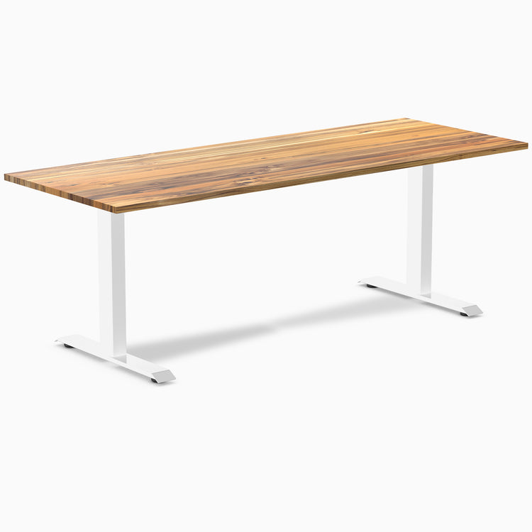 Fixed hardwood desk - Teak - white 80"