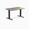 Fixed hardwood resin desk - teak blue river - black 48"