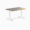 Fixed hardwood resin desk - teak blue river - white 48"