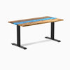 Fixed hardwood resin desk - teak blue river - black 60"