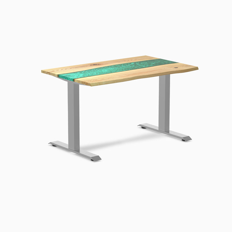 Fixed hardwood resin desk - white ash emerald river - grey 48"