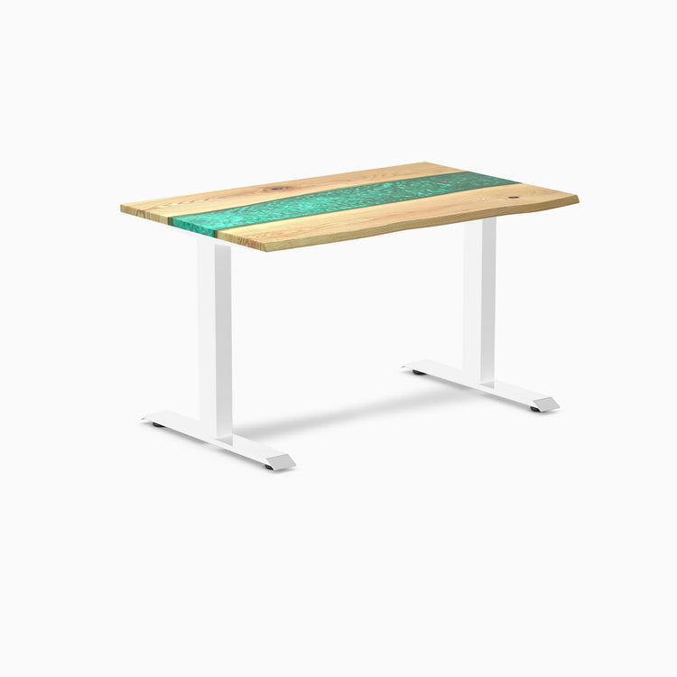 Fixed hardwood resin desk - white ash emerald river - white 48"