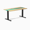 Fixed hardwood resin desk - white ash emerald river - black 60"