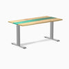 Fixed hardwood resin desk - white ash emerald river - grey 60"