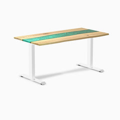 Fixed hardwood resin desk - white ash emerald river - white 60"