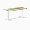 Fixed hardwood resin desk - white ash emerald river - white 60"