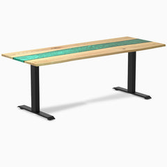 Fixed hardwood resin desk - white ash river - black 80"