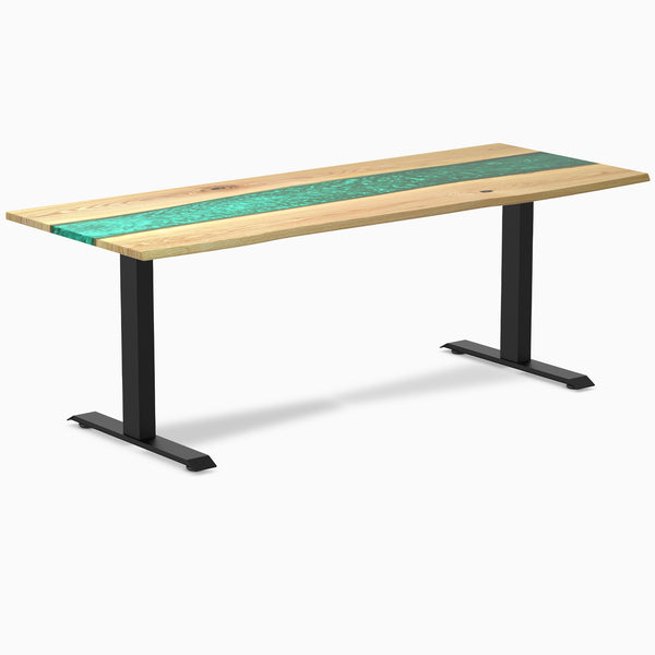 Fixed hardwood resin desk - white ash river - black 80"