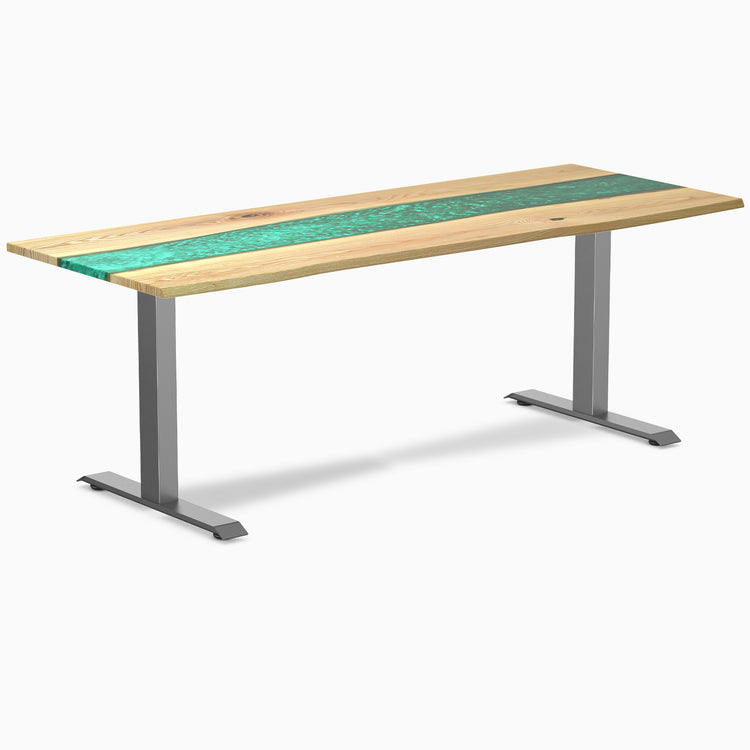 Fixed hardwood resin desk - white ash river - space grey 80"