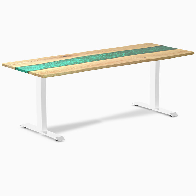 Fixed hardwood resin desk - white ash river - white 80"