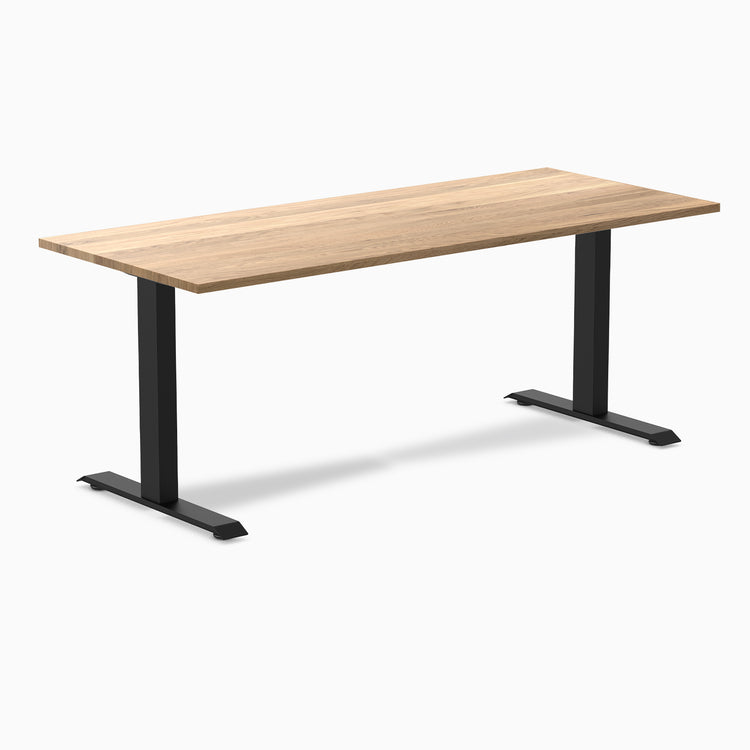 Fixed hardwood desk - White Oak - black 72"