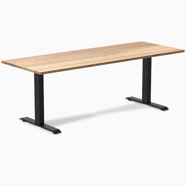 Fixed hardwood desk - White oak - black 80"