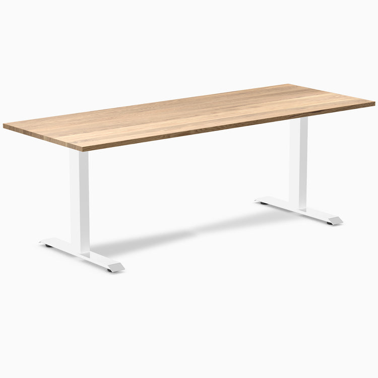 Fixed hardwood desk - White oak - white 80"