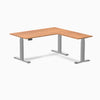 Dual l-shape melamine standing desk - prime oak laminate - grey 60"