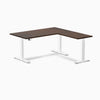 Dual l-shape rubberwood standing desk - Dark walnut - white 60"