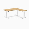 Dual l-shape rubberwood standing desk - Light oak - white 60"