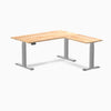 Dual l-shape rubberwood standing desk - Natural - grey 60"