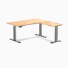 Dual l-shape rubberwood standing desk - Natural - space grey 60"