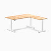 Dual l-shape rubberwood standing desk - Natural - white 60"