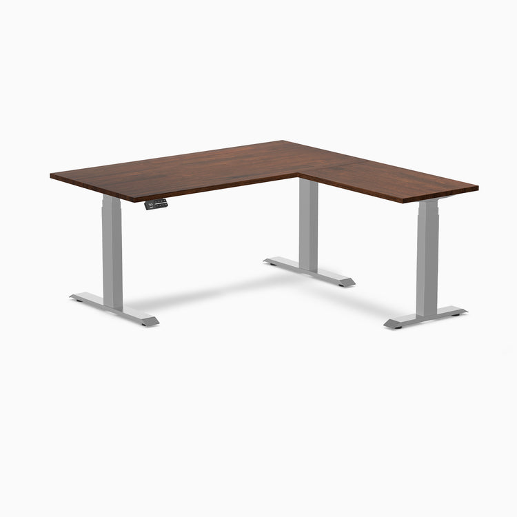 Rubberwood red walnut l-shape standing desk 60" - grey