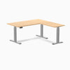 Dual l-shape melamine standing desk - sublime teak laminate - grey 60"