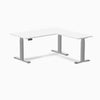 Dual l-shape melamine standing desk - white laminate - grey 60"