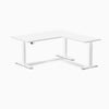 Dual l-shape melamine standing desk - white laminate - white 60"