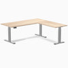 Dual l-shape melamine standing desk - classic oak laminate - grey 72"