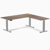 Dual l-shape melamine standing desk - natural walnut laminate - grey 72"