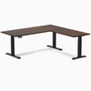 Dual l-shape rubberwood standing desk - Dark walnut - black 72"