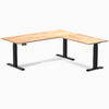 Dual l-shape rubberwood standing desk - Natural - black 72"