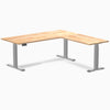 Dual l-shape rubberwood standing desk - Natural - grey 72"