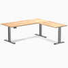 Dual l-shape rubberwood standing desk - Natural - space grey 72"