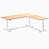 Dual l-shape rubberwood standing desk - Natural - white 72"