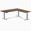 Rubberwood red walnut l-shape standing desk 72" - grey