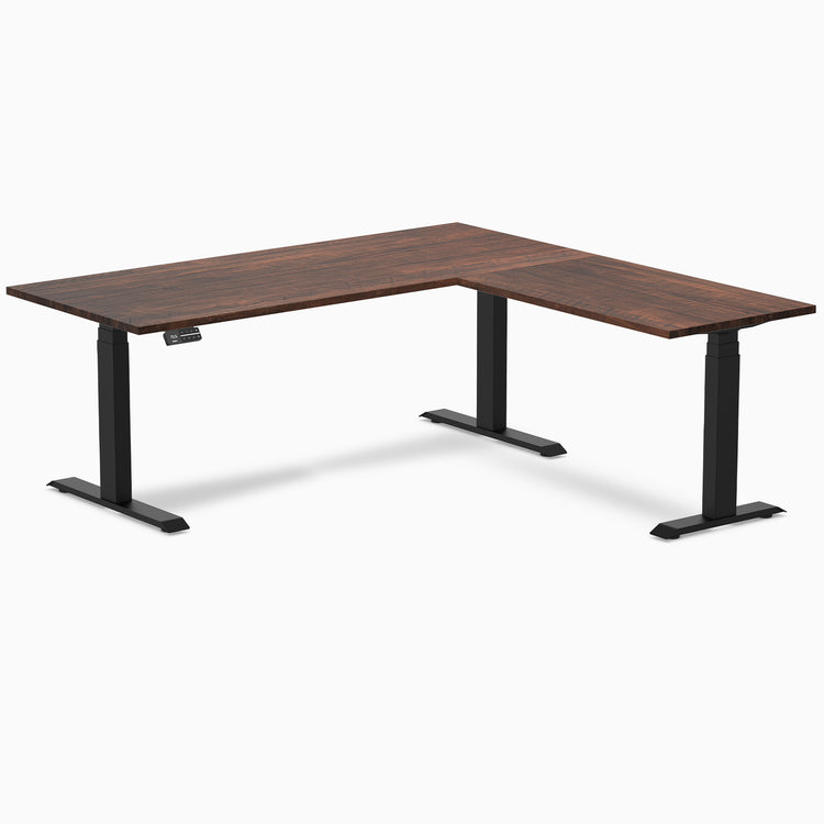 Dual standing desk softwood desk - rustic pine - black 72"