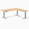 Dual l-shape melamine standing desk - sublime teak laminate - grey 72"