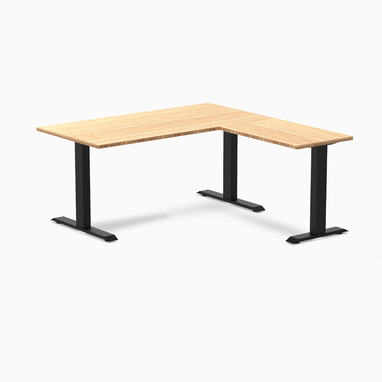 Zero bamboo l-shape desk - Natural Bamboo - black - 60"