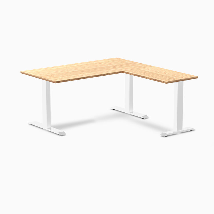 Zero bamboo l-shape desk - Natural Bamboo - white - 60"