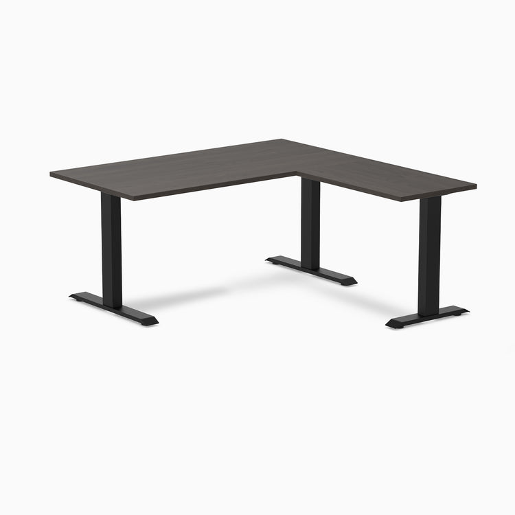 Zero laminate l-shape desk - burnished wood laminate - black - 60"