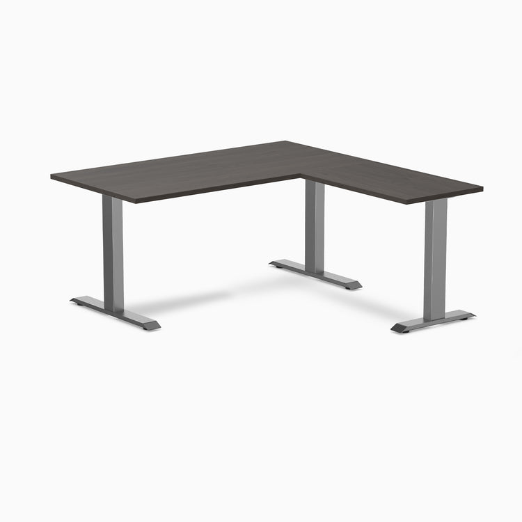 Zero laminate l-shape desk - burnished wood laminate - space grey - 60"